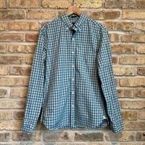 K. Crew Green Windowpane Check Slim Fit Button Down